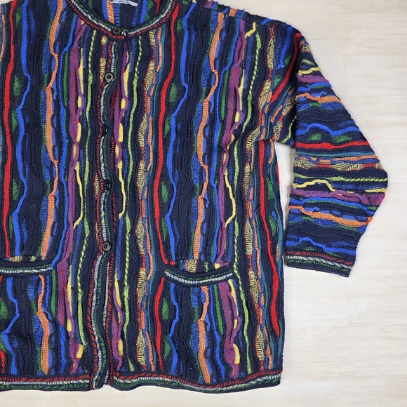 Purely Australian Vintage Cardigan Chunky Colourful Coogi Style Small Read - Picture 9 of 9